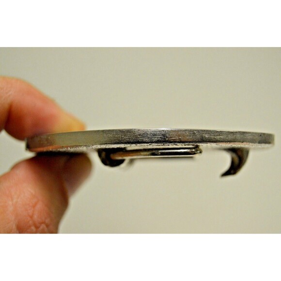 NICE Vintage Beautiful Inlaid Freemasons Compass Blue Solid Belt Buckle Rare - Picture 5 of 7